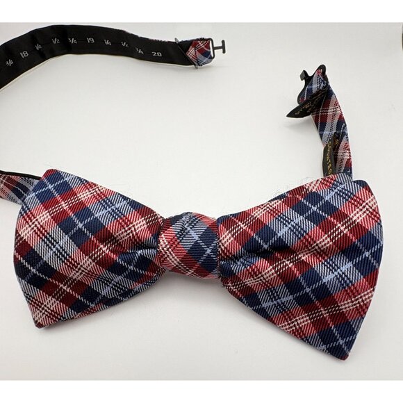 Countess Mara Bow Tie Plaid Red White Blue Silk Patriotic 4th of July - Picture 4 of 7